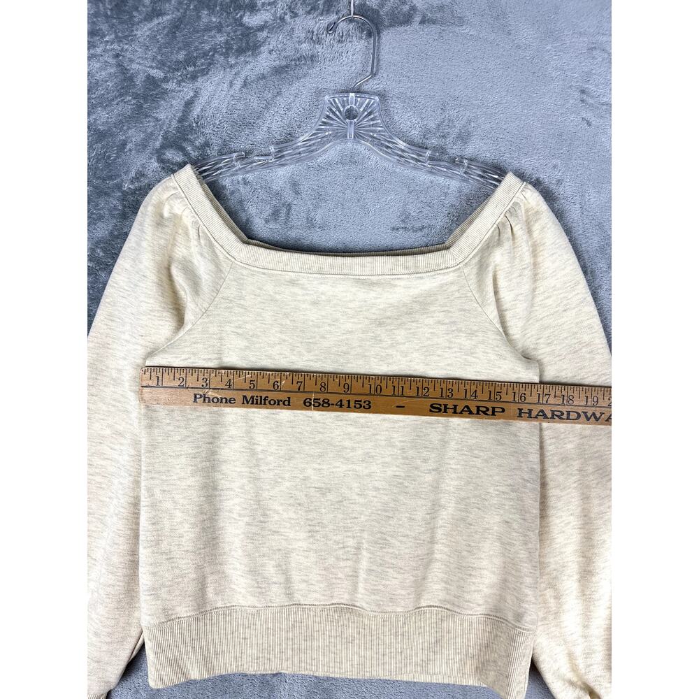 Rebecca Minkoff Ariel Sweatshirt Womens Medium Puff Sleeve Pullover Oat Melange - Picture 12 of 16
